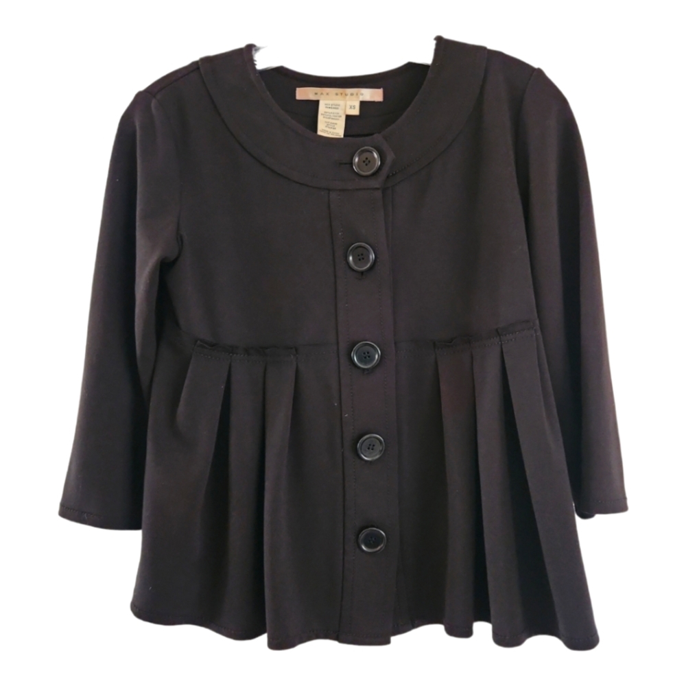 Black Crop Jacket Size XS Max Studio Pleats Button Front Blazer